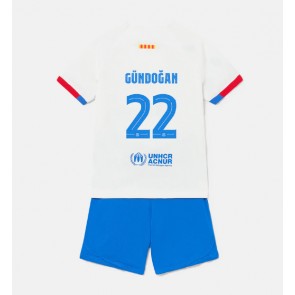 Barcelona Ilkay Gundogan #22 Koszulka Wyjazdowych Dziecięca 2023-24 Krótki Rękaw (+ Krótkie spodenki)